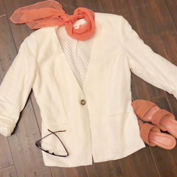 Gibson Jackets & Blazers - White Linen Blazer